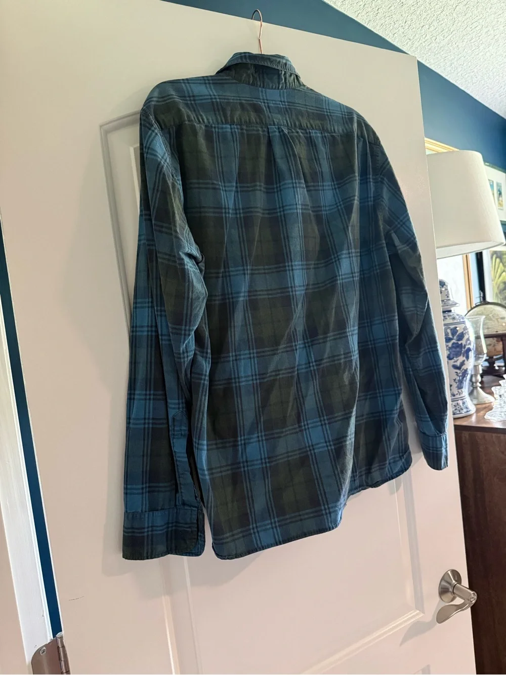 J.Crew Slim Fit Blue Green Plaid Button Down Shirt Large